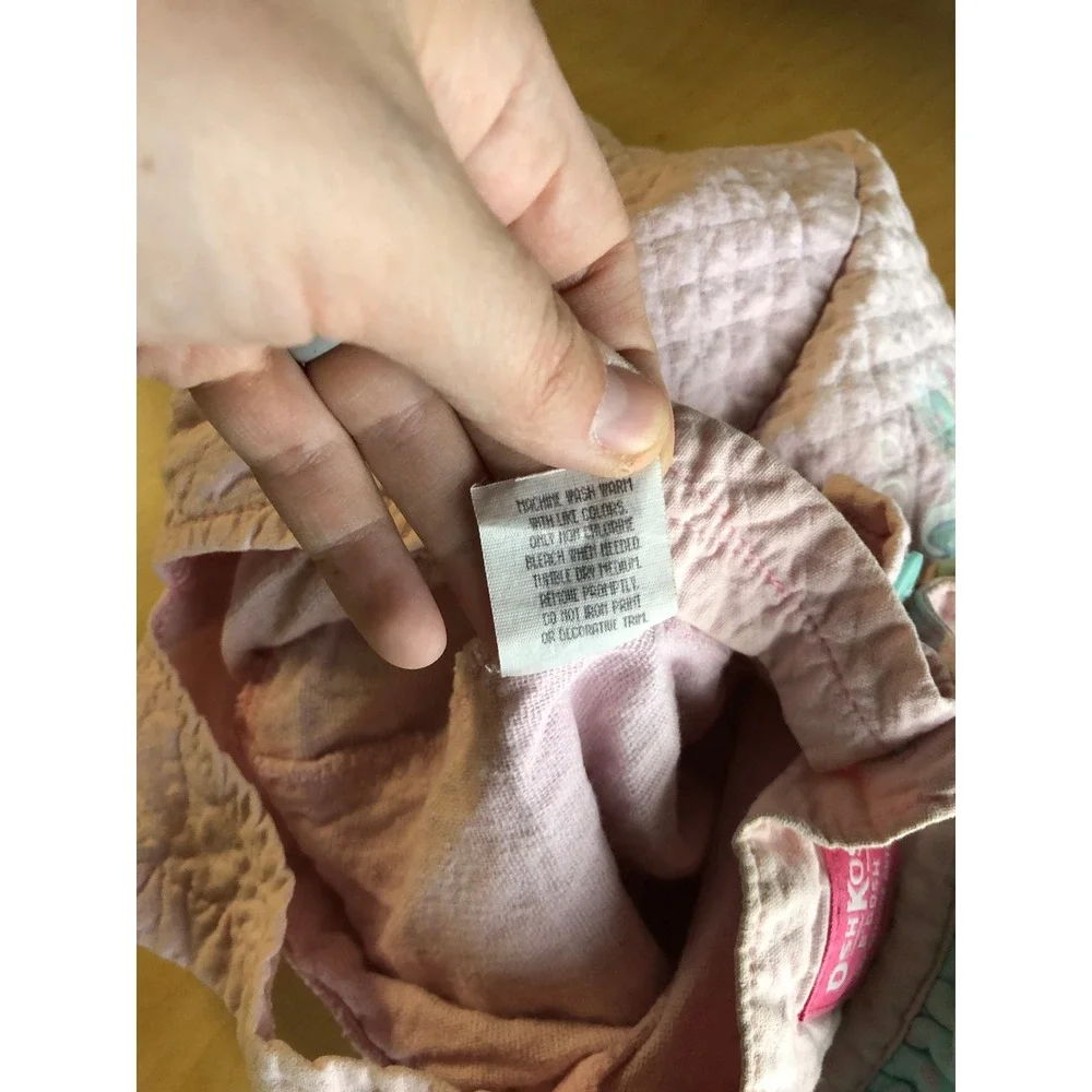 VTG OshKoshBGosh Kids Quilted Overalls 24 Months Pink Ruffle 90s Made In USA